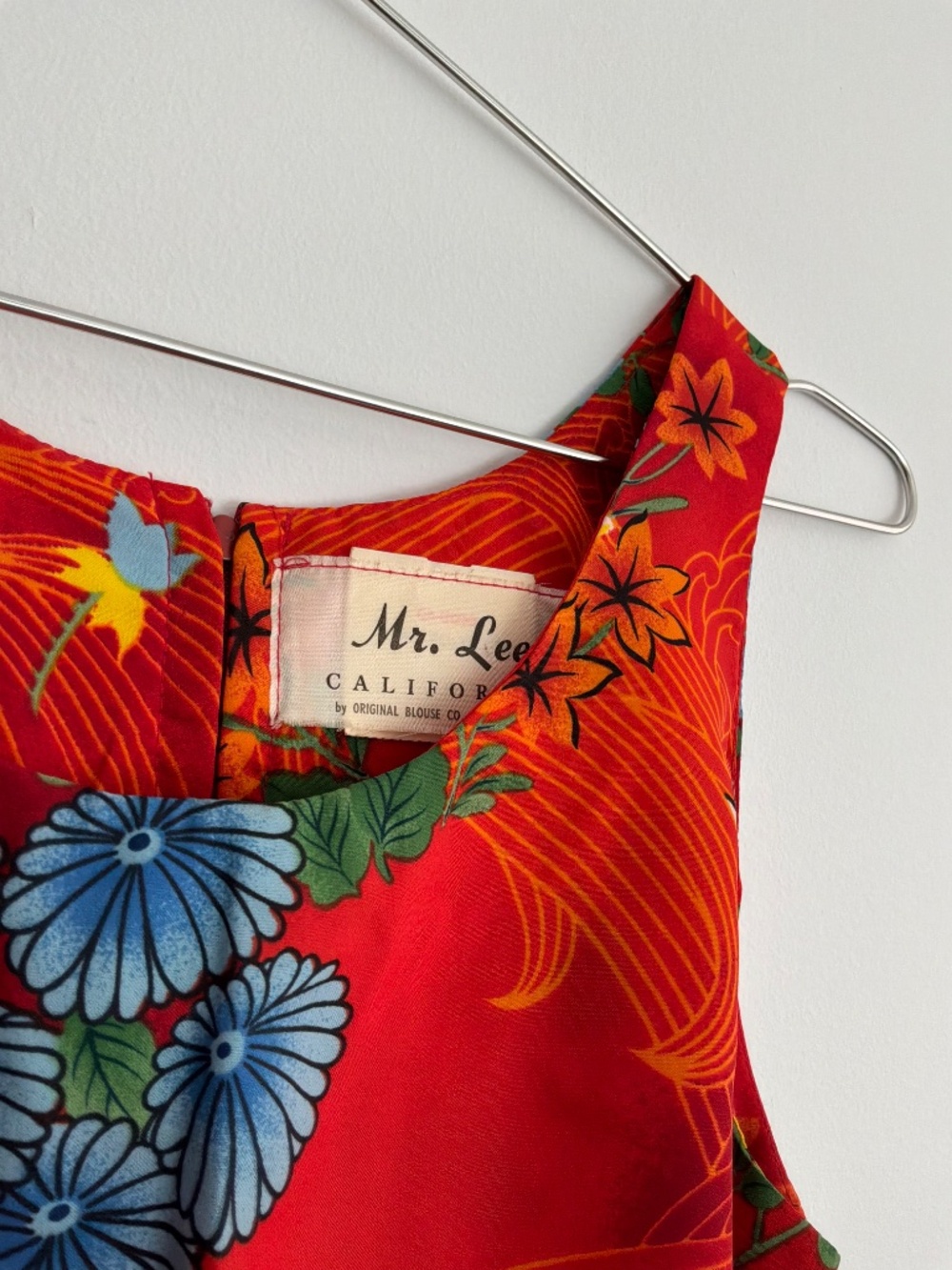 Vintage 70s Mr Lee California Hawaiian Floral Midi Sheath Dress W/Sash Size 12 - Picture 8 of 13